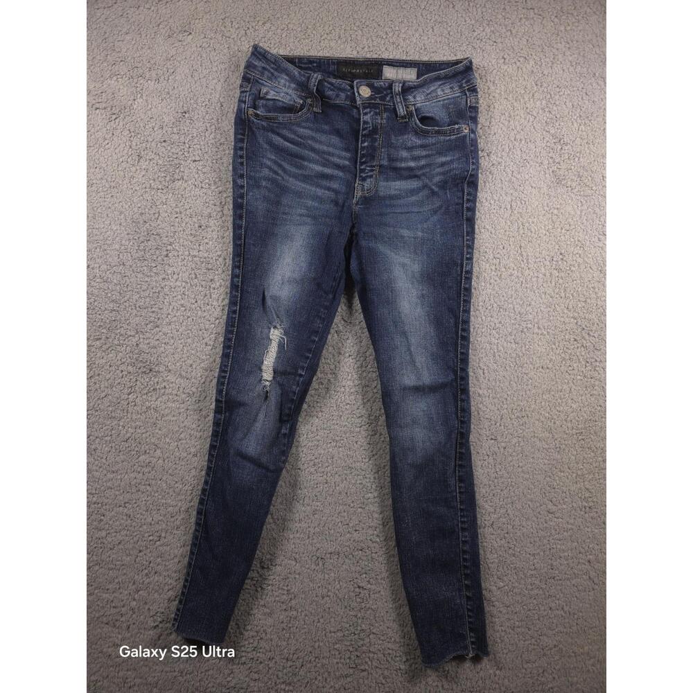 AEROPOSTALE Jeans Womens Sz 2 Medium Wash High Waisted Ankle Jegging Distressed